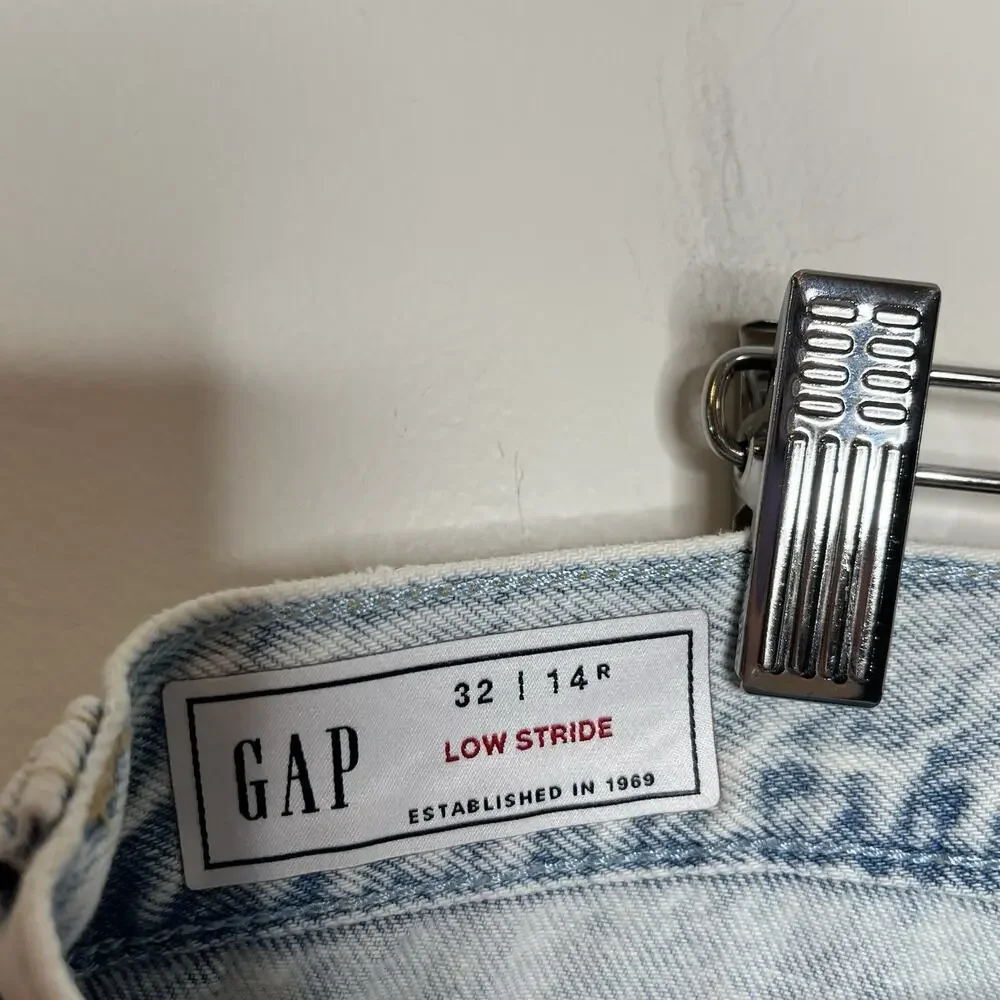 Gap Low Stride Wide Leg Jeans Womens 14 Acid Wash Y2K Skater Loose Baggy - Picture 3 of 6